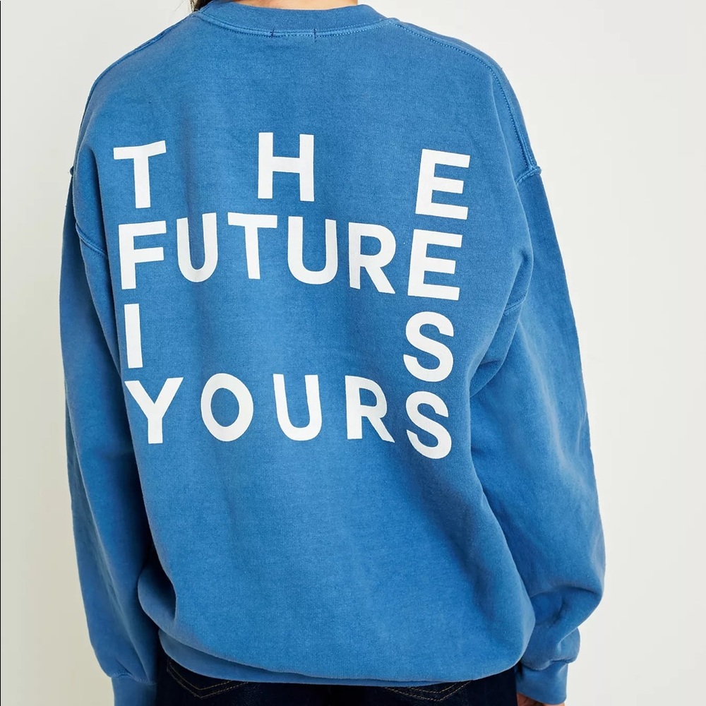 UO The Future Is Yours Blue Oversized Sweatshirt